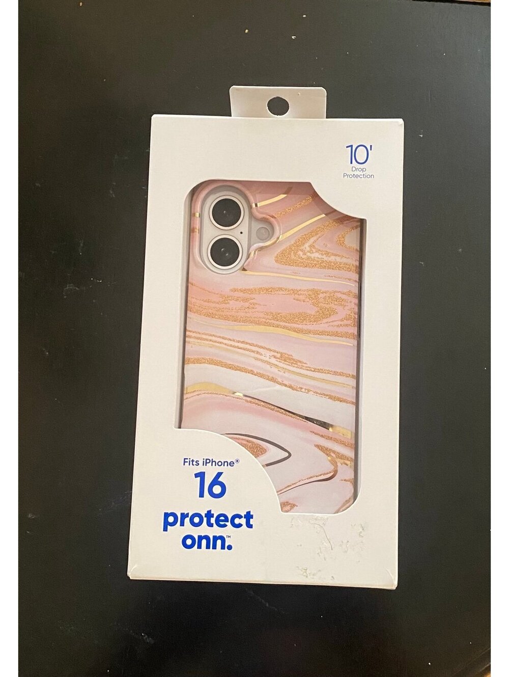 Onn Case for iPhone 16 Pink Gold Marble
